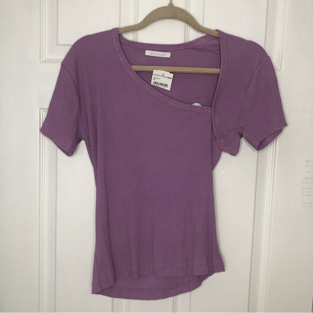 John Elliott Supima Asymmetrical Cutout Tee - Picture 7 of 9